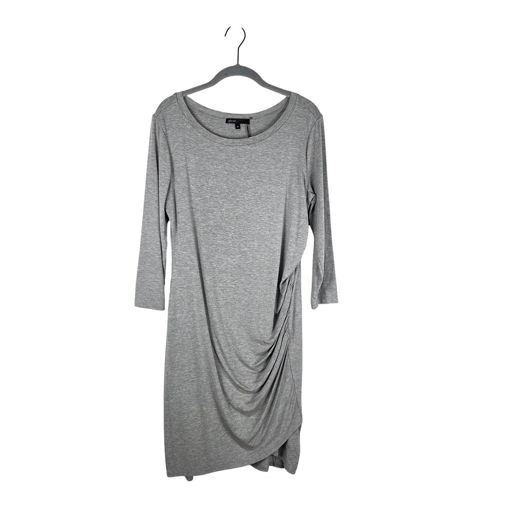Gibson x Living in Yellow Ruched Side Gray Midi Dress Sz M Casual Minimalist NWT
